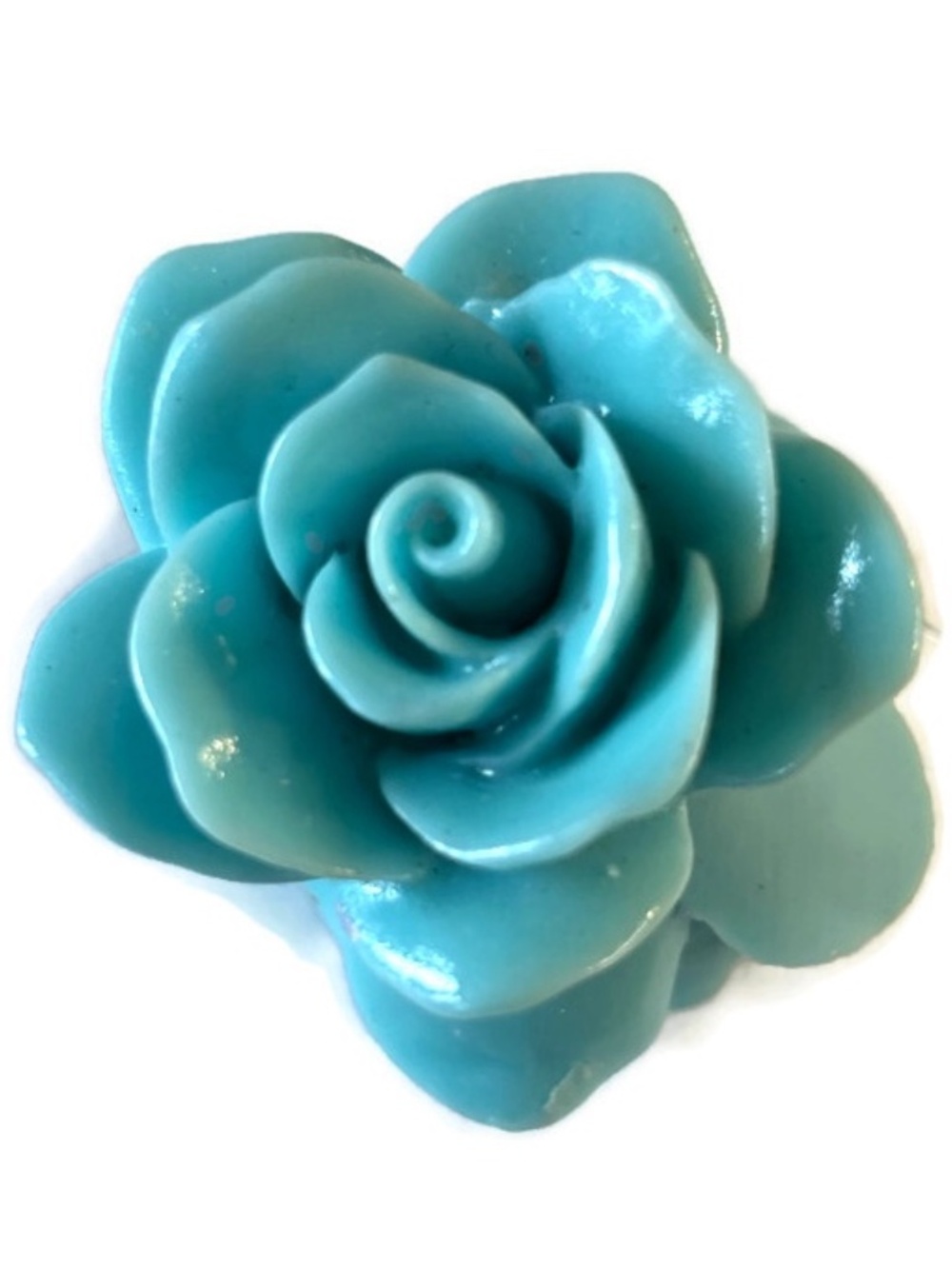 As Low As $2 Small Turquoise Coraline Resin Tea Rose Beads 30mm x 14mm (2)